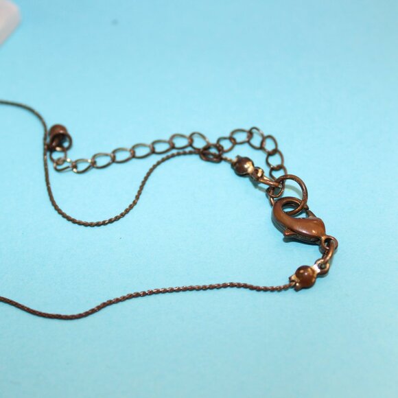 Glass Bead Necklace on Brass/Gold Colored Chain - Picture 5 of 5